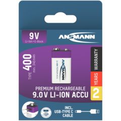 Ansmann USB-C Akku 9V E Block